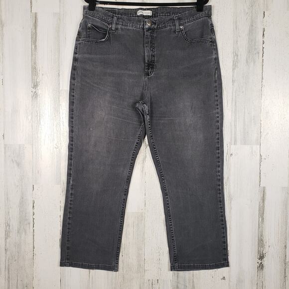 Riders by Lee Denim - Riders by Lee Stone Washed Black Denim Relaxed Cropped Jeans Women's Size 18P